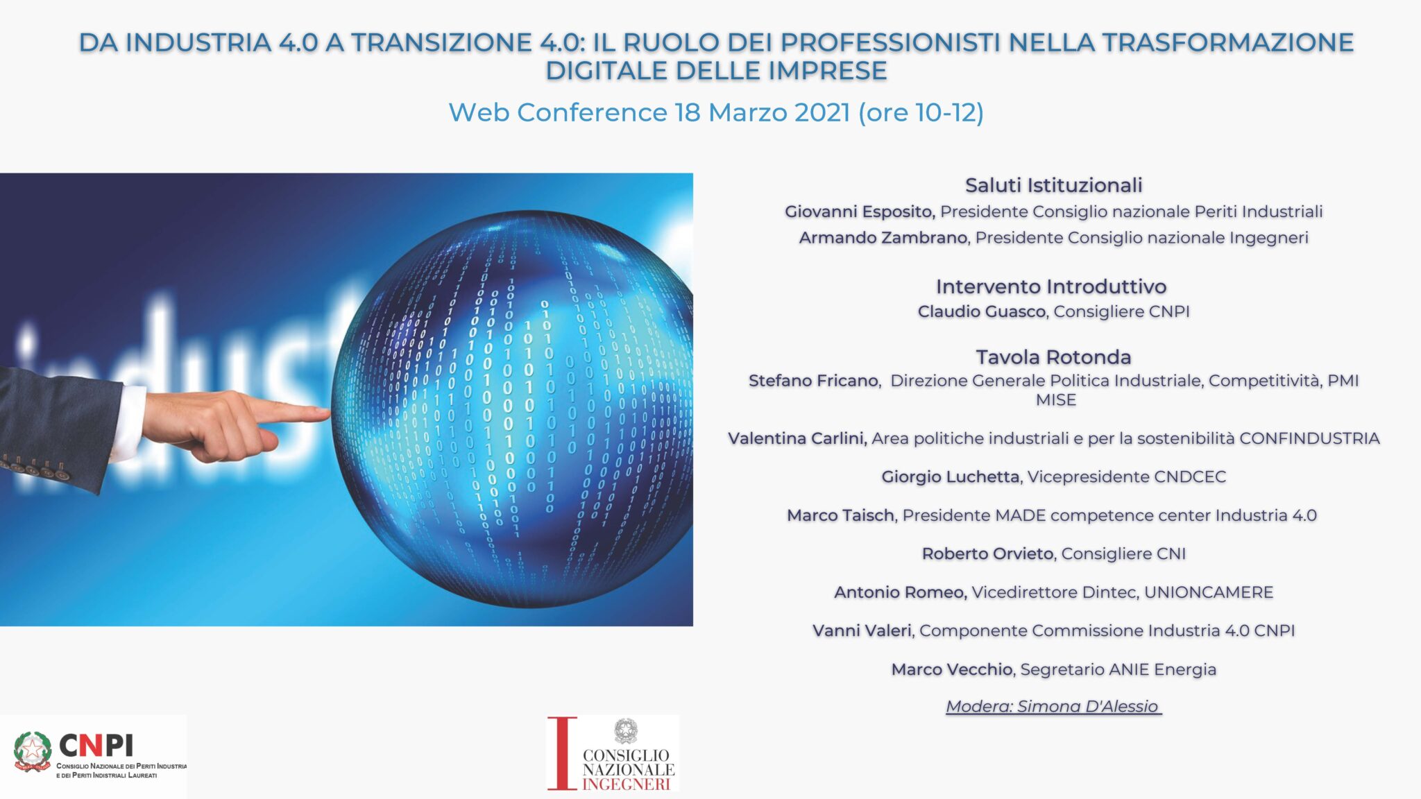 Il 18 marzo la web conference del Consiglio nazionale periti industriali sulla trasformazione digitale delle imprese