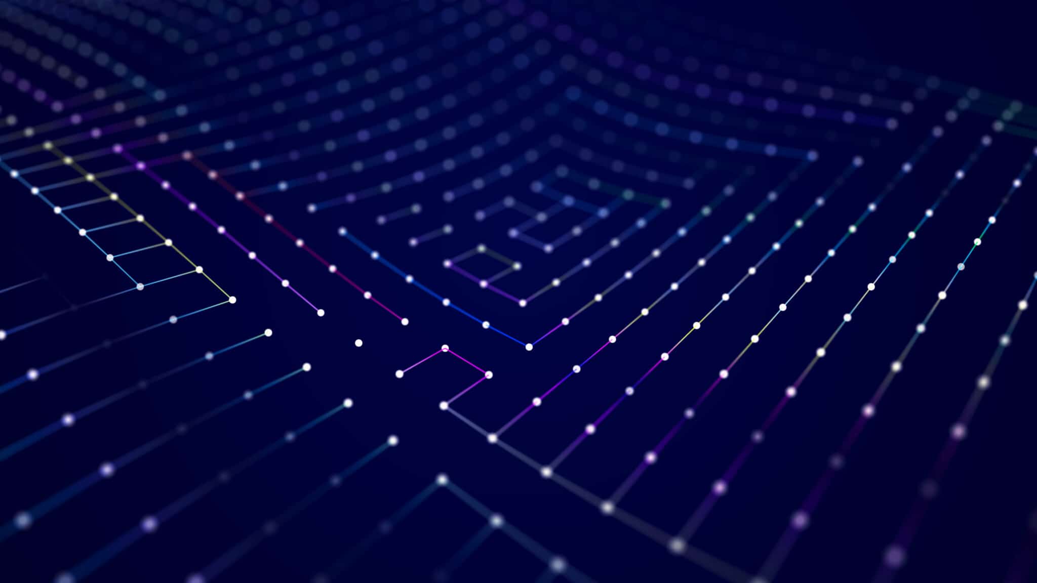 Futuristic abstract mesh. Wave with the connection of dots and lines. 3D rendering.