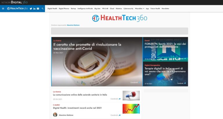 Nasce HealthTech360.it, il portale sulle tecnologie e sull'innovazione per la salute