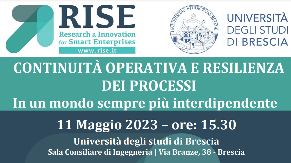Continuità operativa: a Brescia un apposito evento organizzato da RISE
